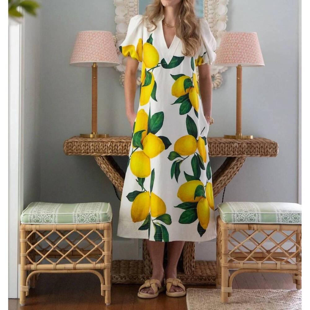 NEW EMILY MCCARTHY hampton midi dress in limone